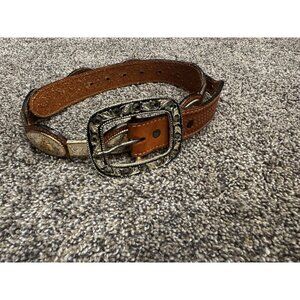 Vintage Brown Leather Barrel Racing Cowboy Belt Size 34
